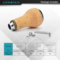 Gomexus Handle Knob Cork For Spinning Reel - Cork/Silver -Pro Vissersaas CA27TNBK 4