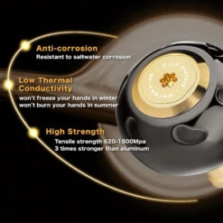 Gomexus 90mm Aluminium Power Handle With 45mm Titanium Knob - Black & Gold -Pro Vissersaas LYS90TB45BKGD 5